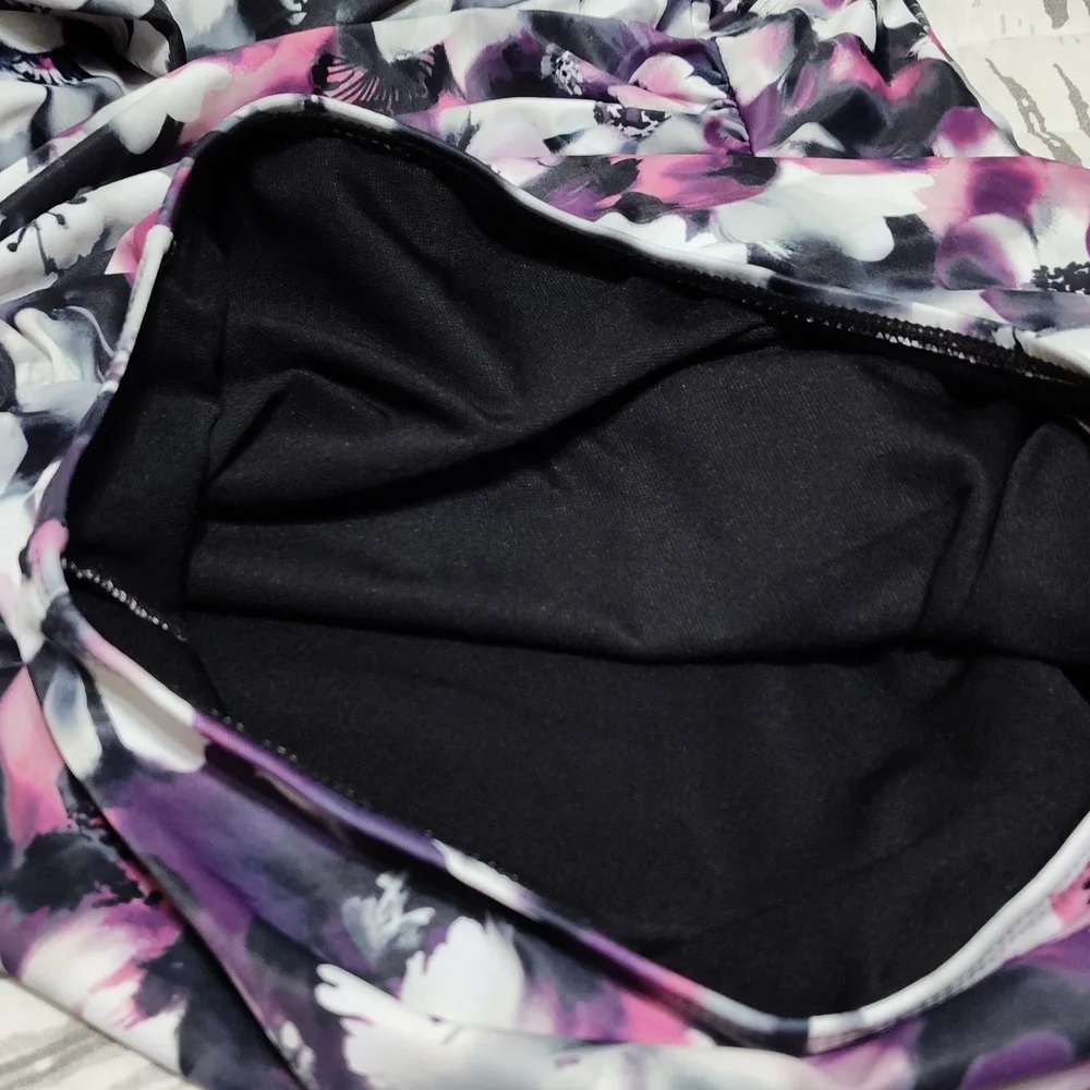 Aqua Eve Purple, White and Black Floral One Piece Swimsuit, Size 18 (NWOT) - Picture 5 of 11